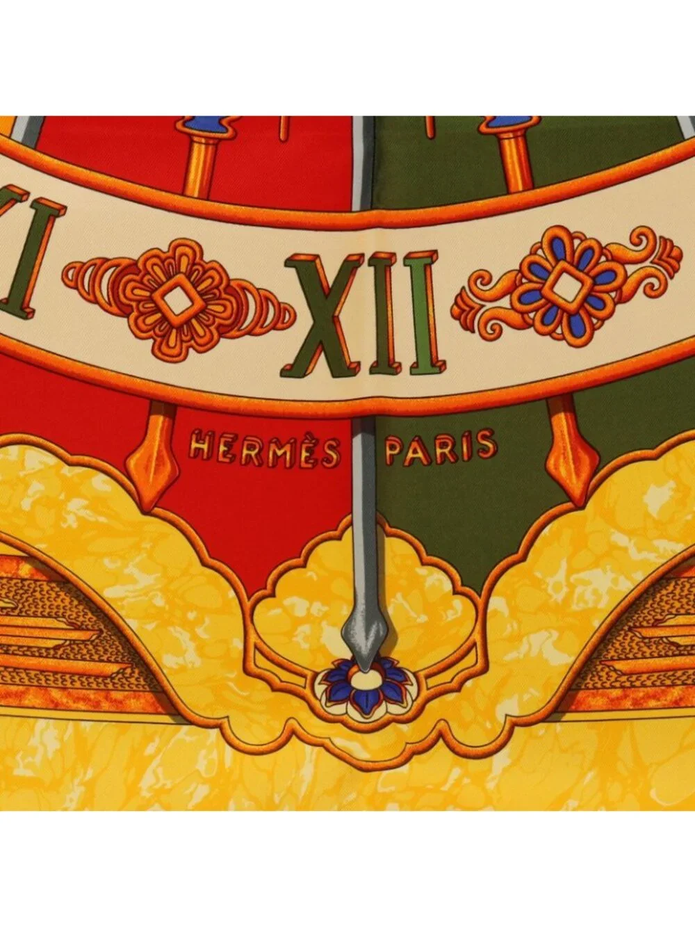 Hermes Scarf Carre 90 Gloria Soli Orange Silk